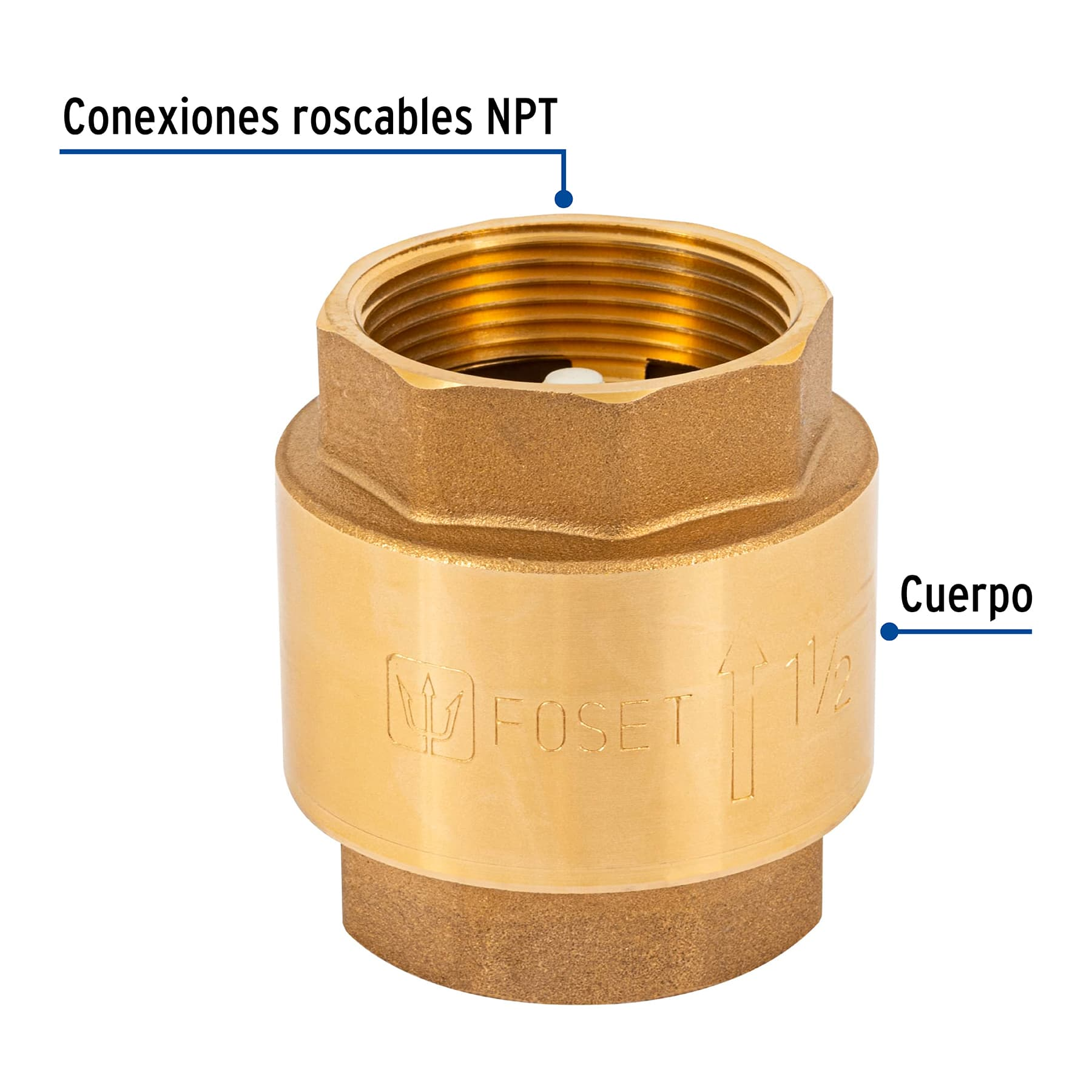 Válvula de retención, de latón 1-1/2"