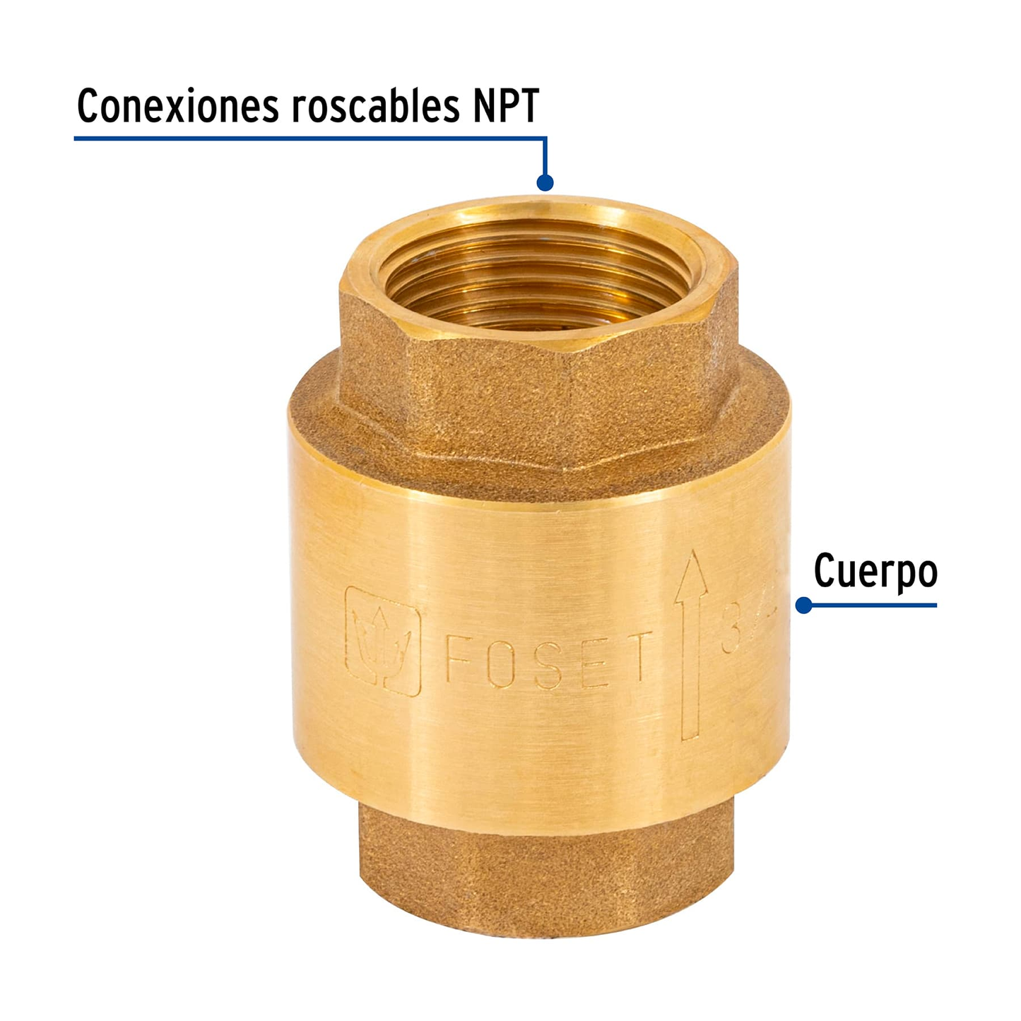 Válvula de retención de latón de 3/4"