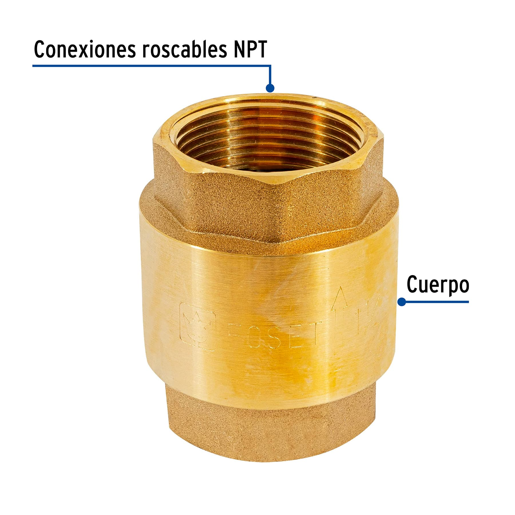 Válvula de retención de latón de 1 1/4"