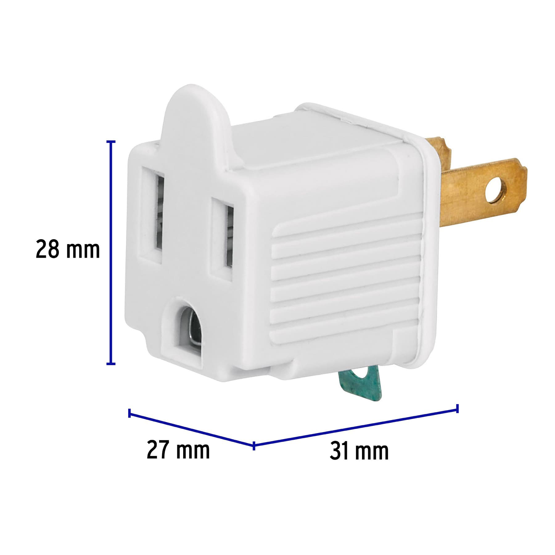 Adaptador 3 a 2 blanco, Volteck, 2 piezas