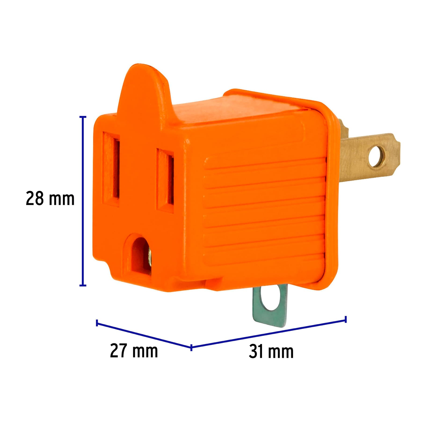 Adaptador 3 a 2 naranja, Volteck, 2 piezas