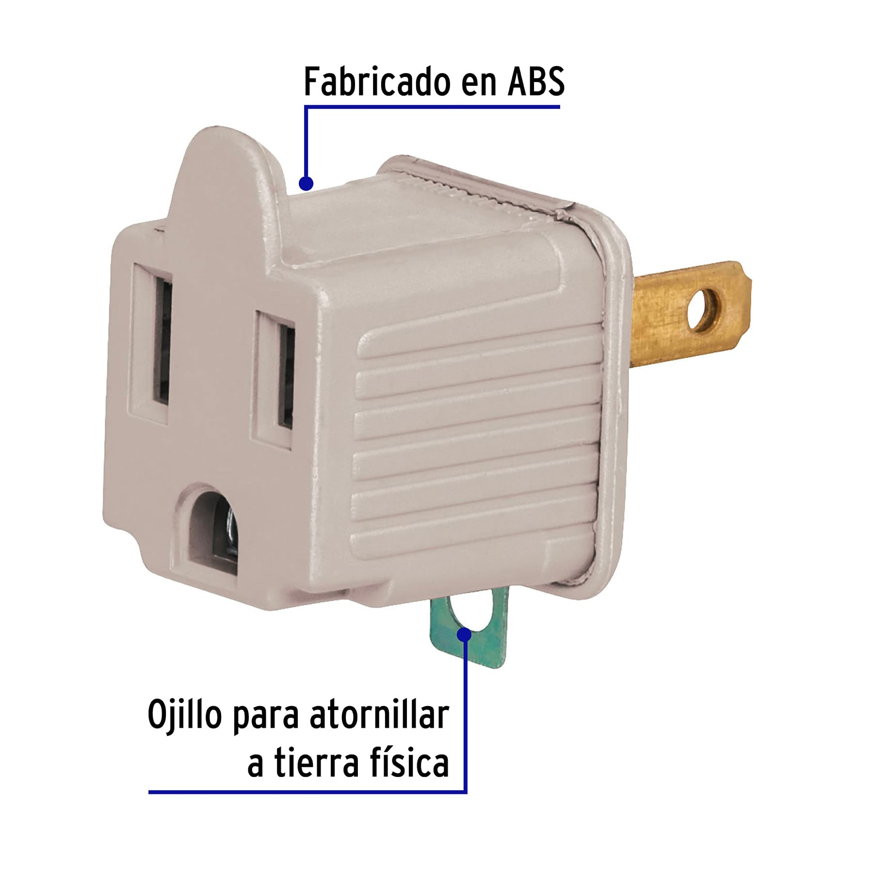 Adaptador 3 a 2 gris, Volteck, 2 piezas