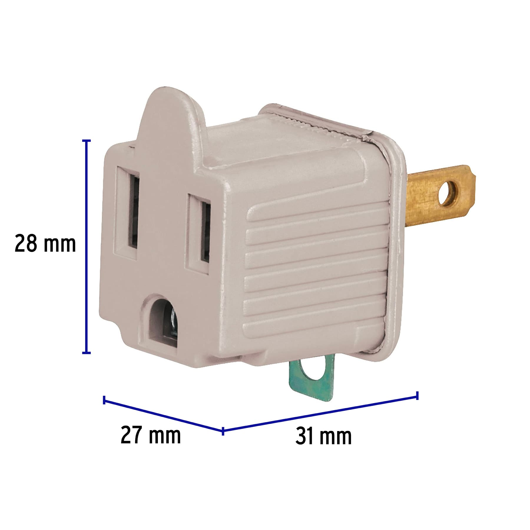 Adaptador 3 a 2 gris, Volteck, 2 piezas