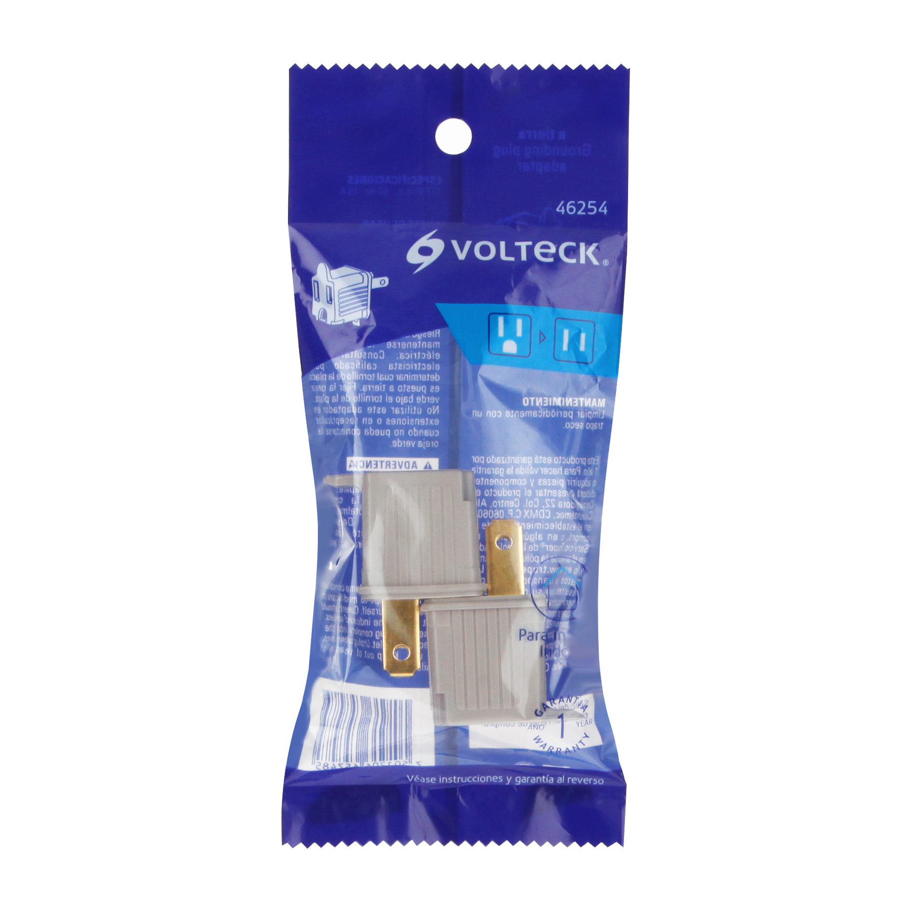 Adaptador 3 a 2 gris, Volteck, 2 piezas