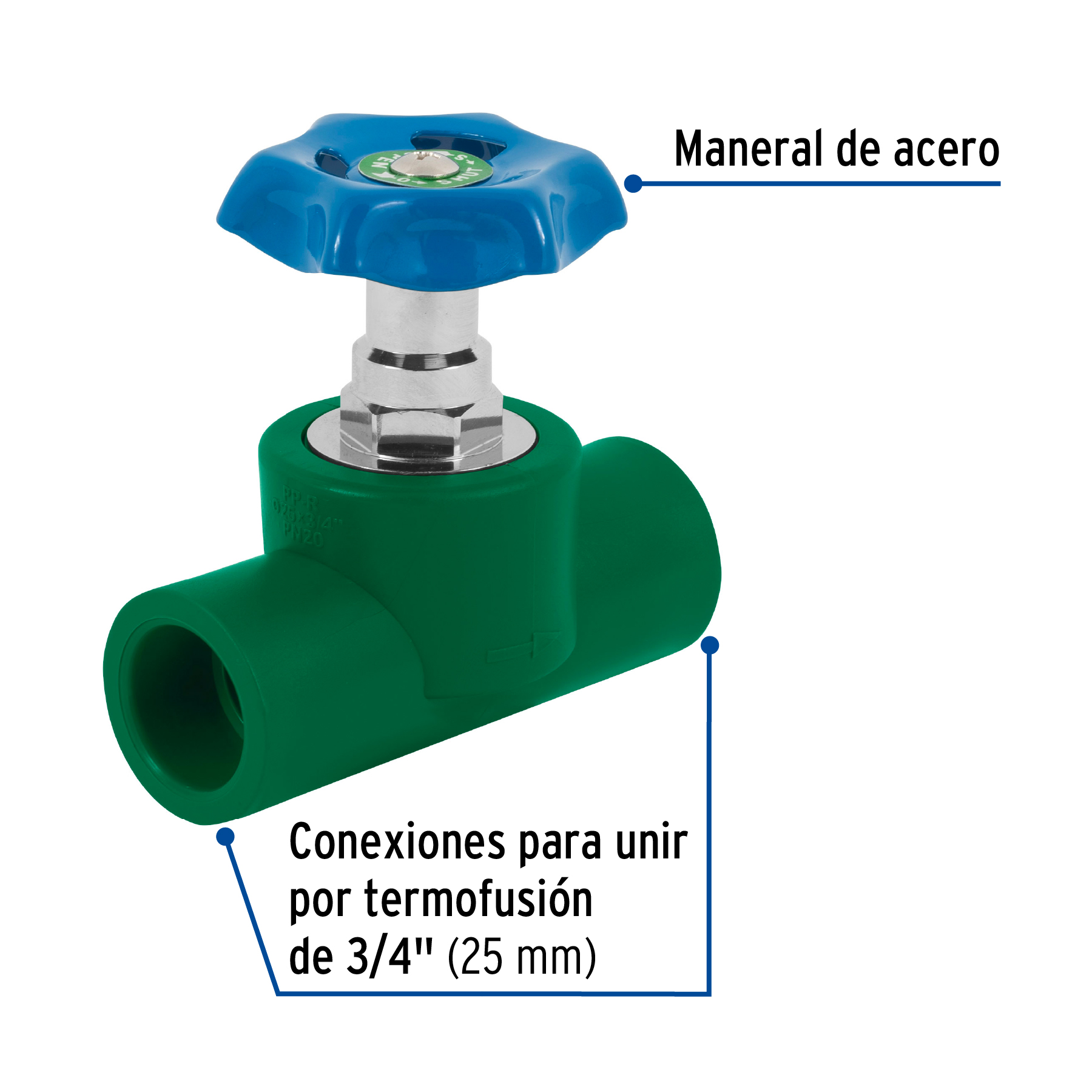 Válvula de globo, PPR, 3/4"