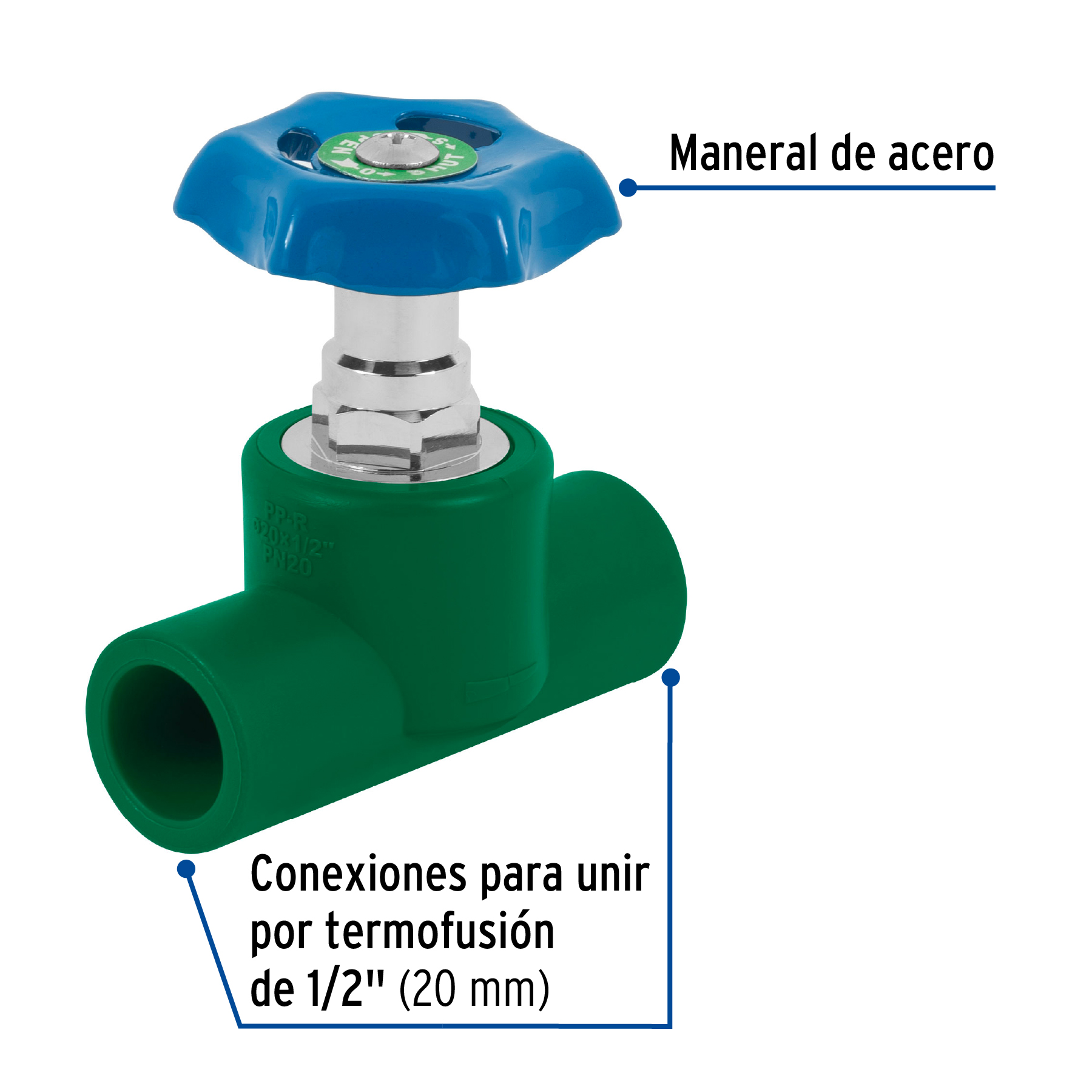 Válvula de globo, PPR, 1/2"