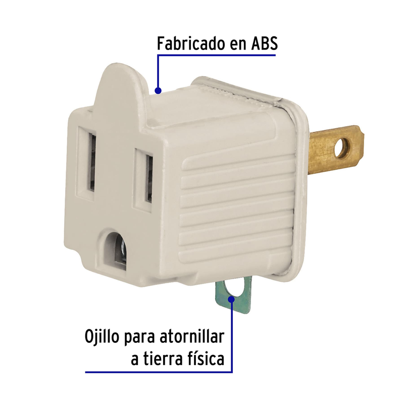 Adaptador 3 a 2, gris, a granel, Volteck