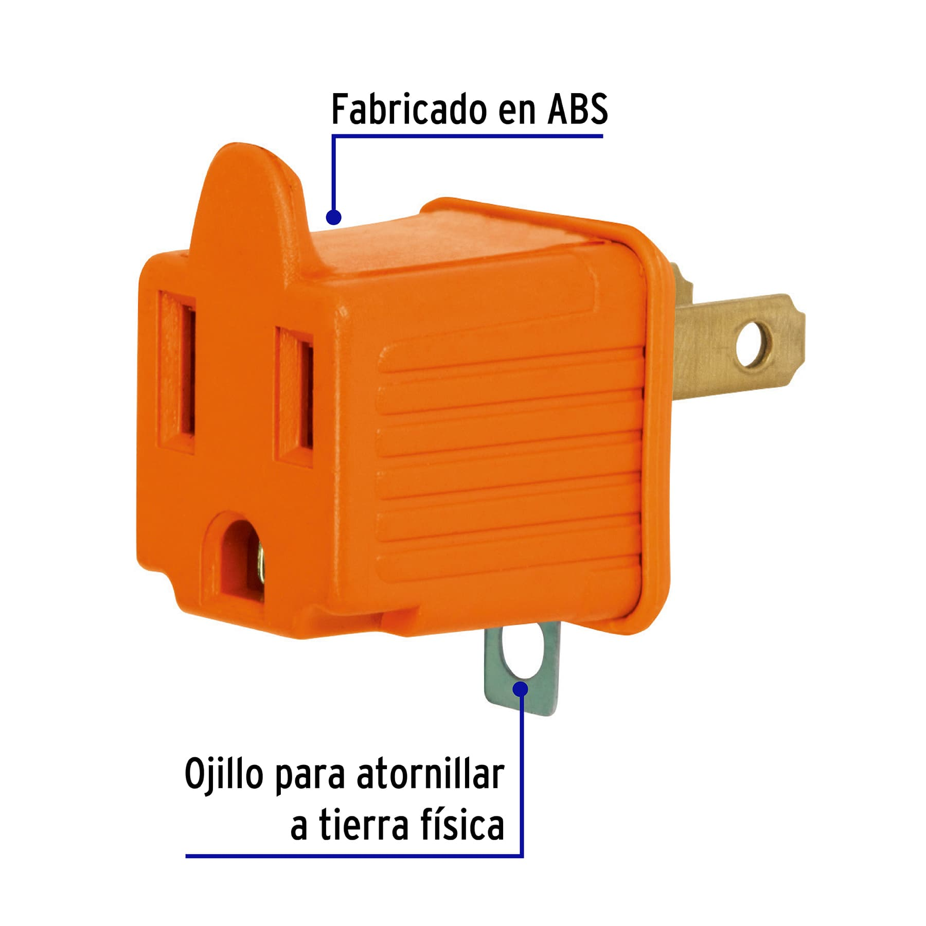 Adaptador 3 a 2, naranja, a granel, Volteck