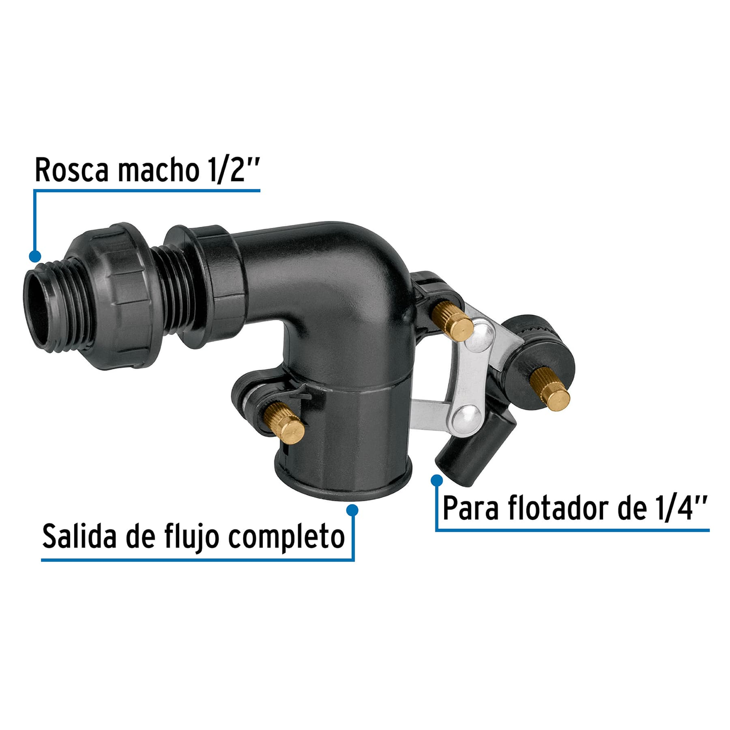 Válvula de flotador, plástica para tinaco 1/2"