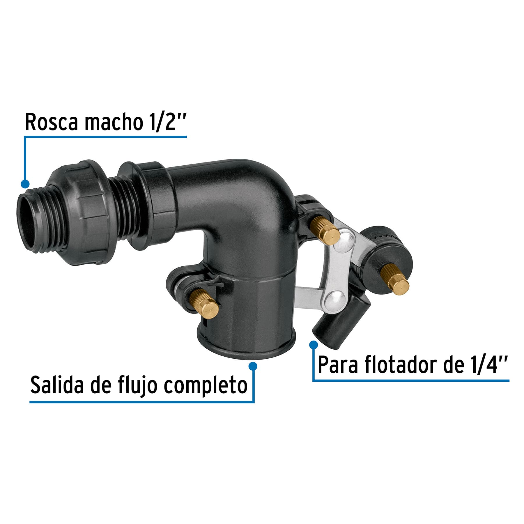 Válvula de flotador, plástica para tinaco 1/2"