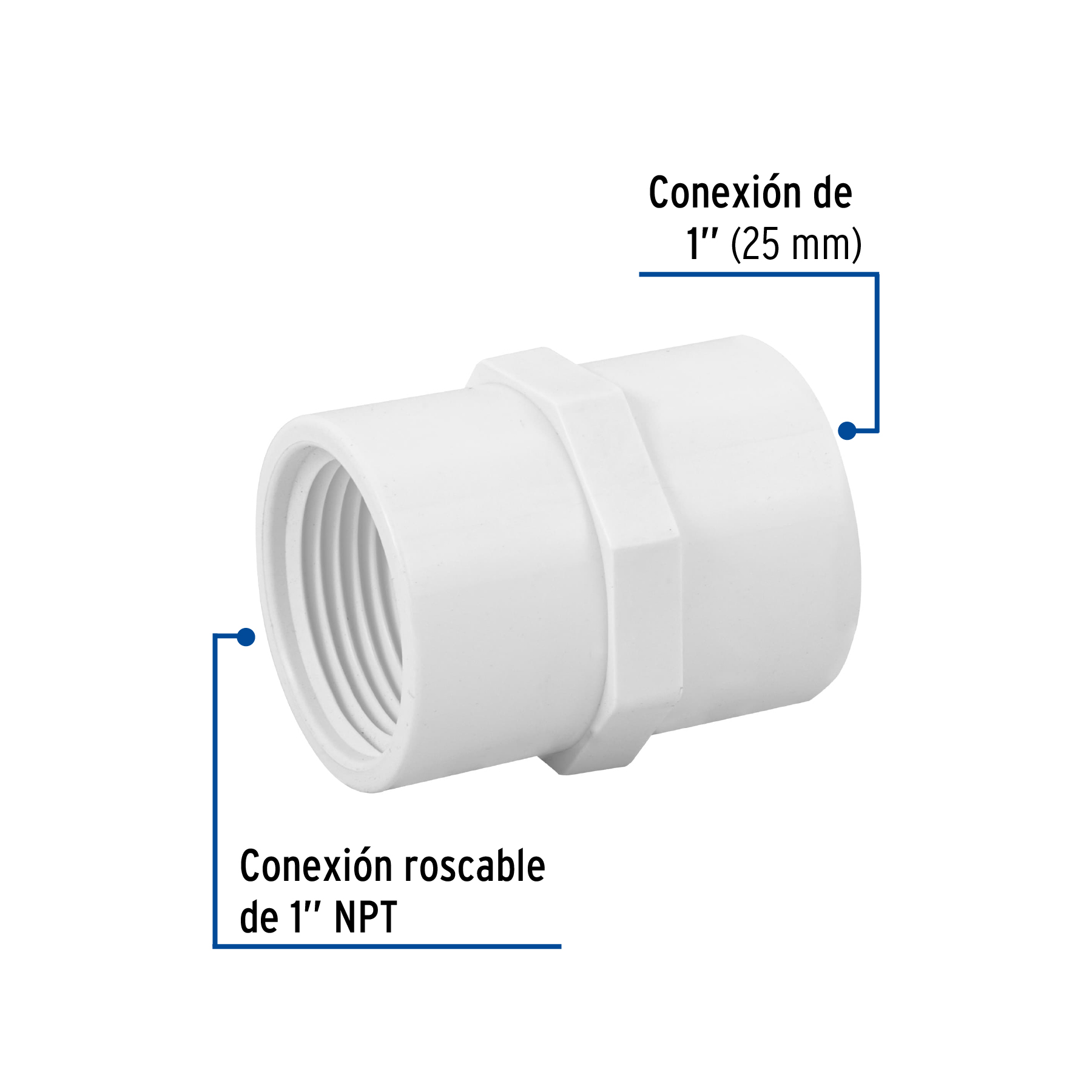 Adaptador hembra de PVC 1"