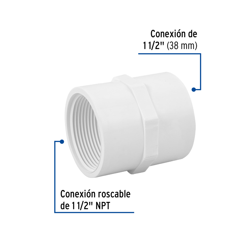 Adaptador hembra de PVC 1-1/2", FOSET