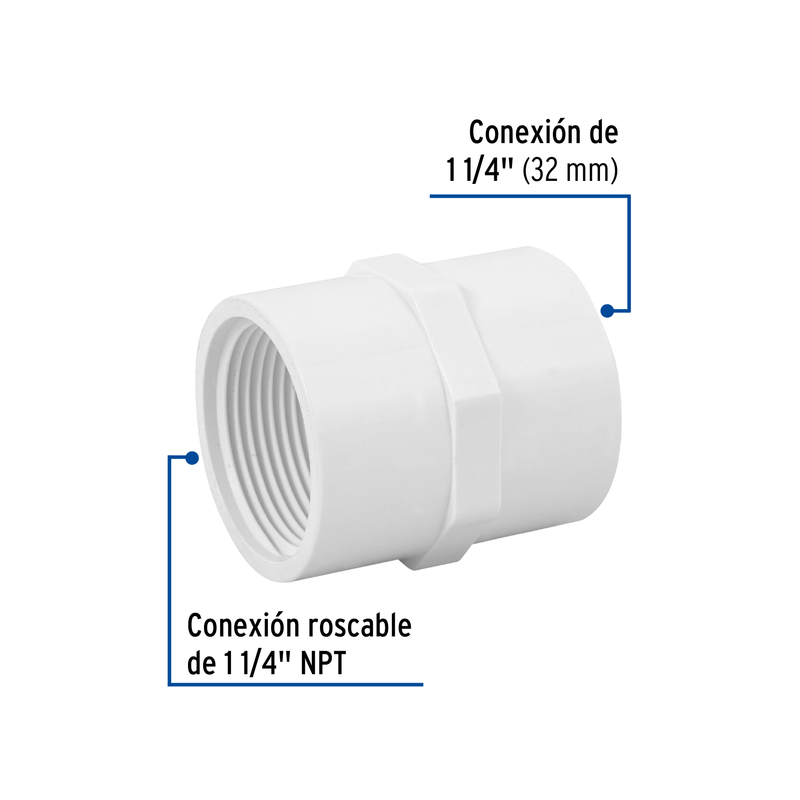 Adaptador hembra de PVC 1-1/4", FOSET