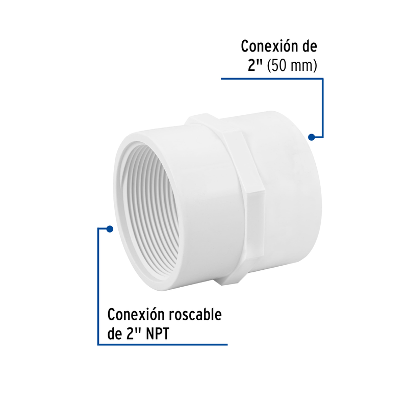 Adaptador hembra de PVC, 2", FOSET