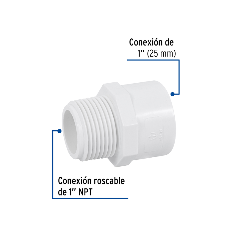 Adaptador macho de PVC 1"