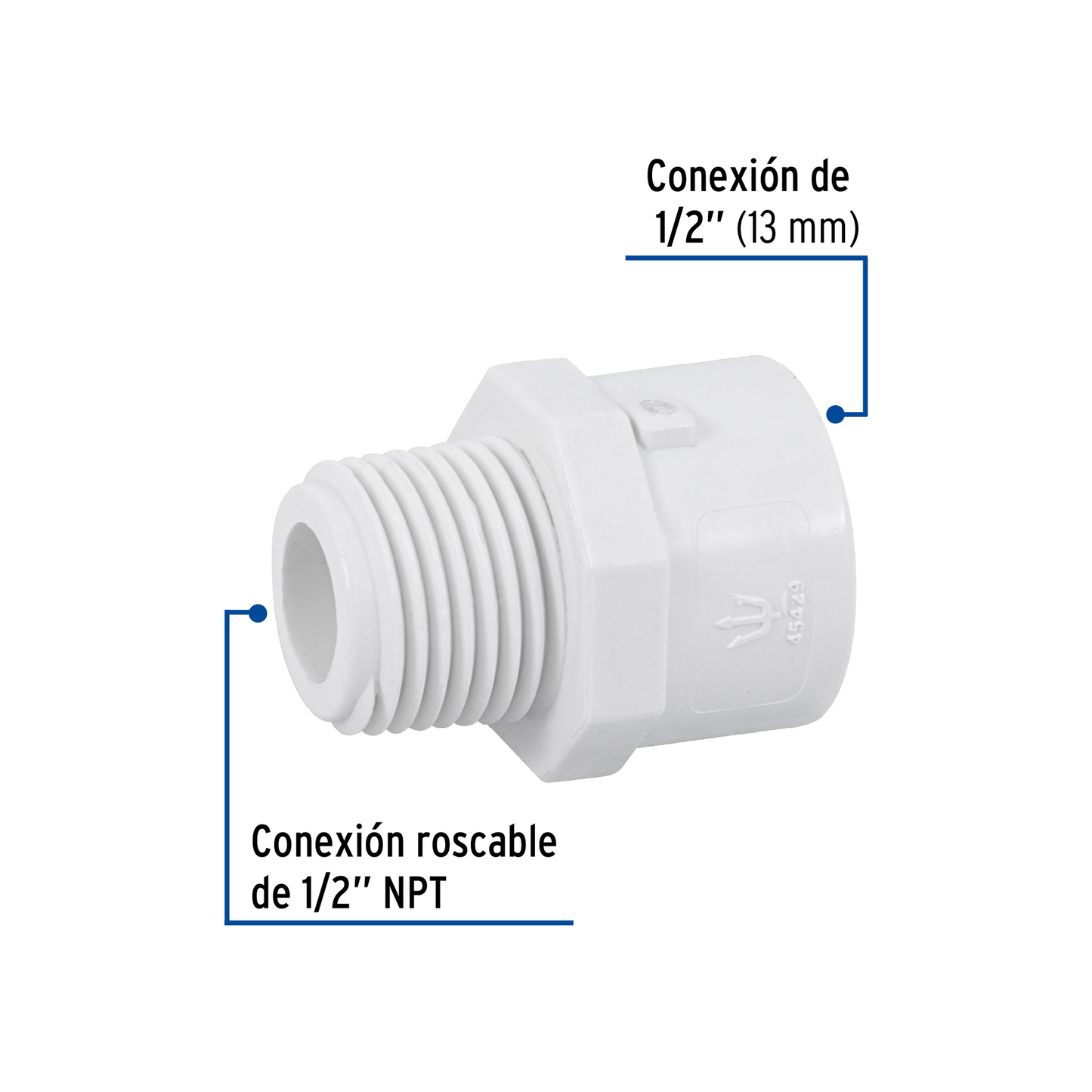 Adaptador macho de PVC 1/2"