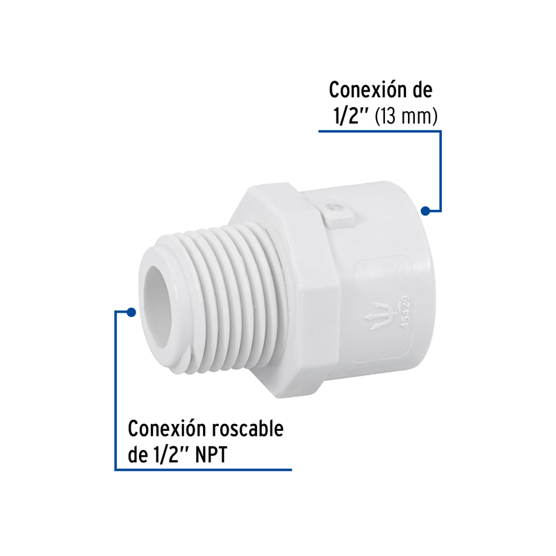 Adaptador macho de PVC 1/2"
