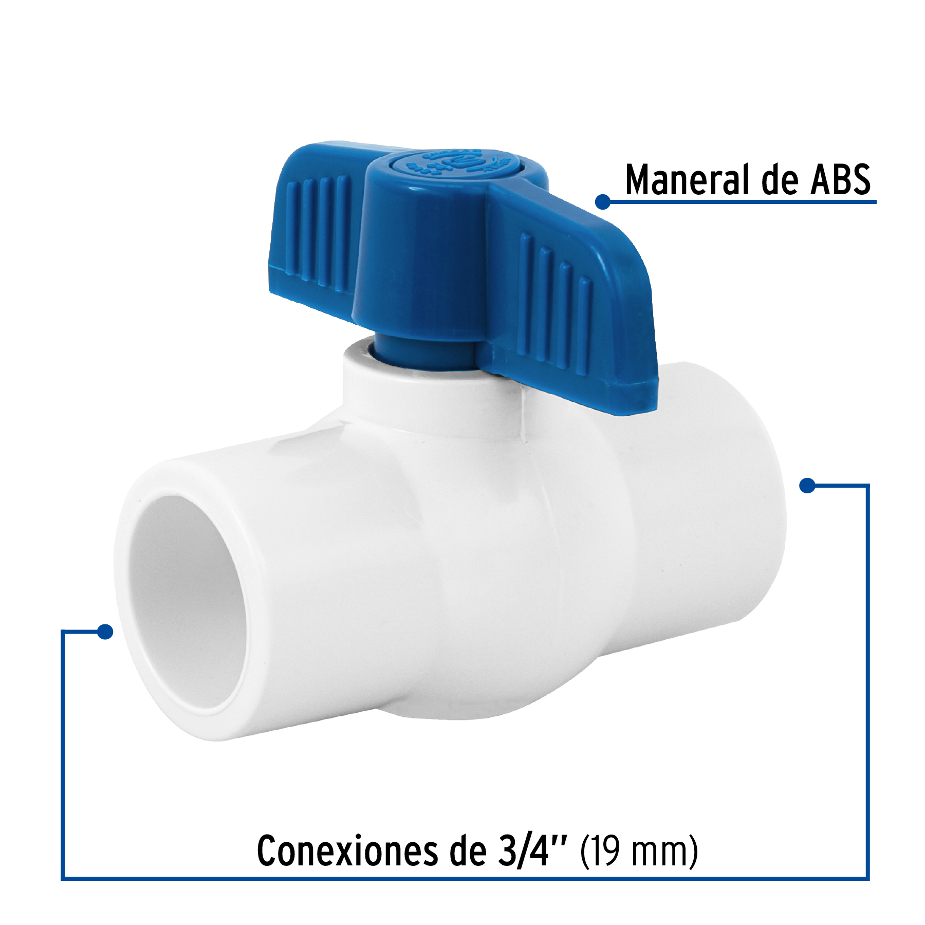 Válvula de esfera de pvc, de 3/4", para cementar