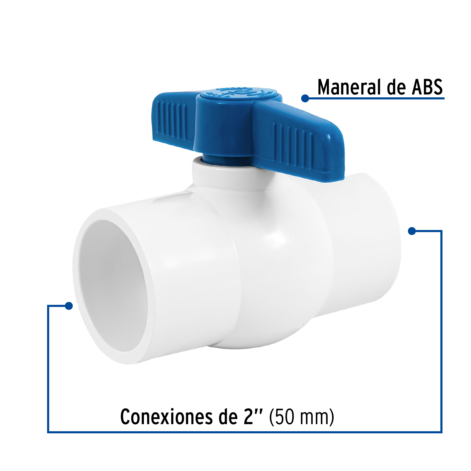 Válvula de esfera de pvc, de 2", para cementar