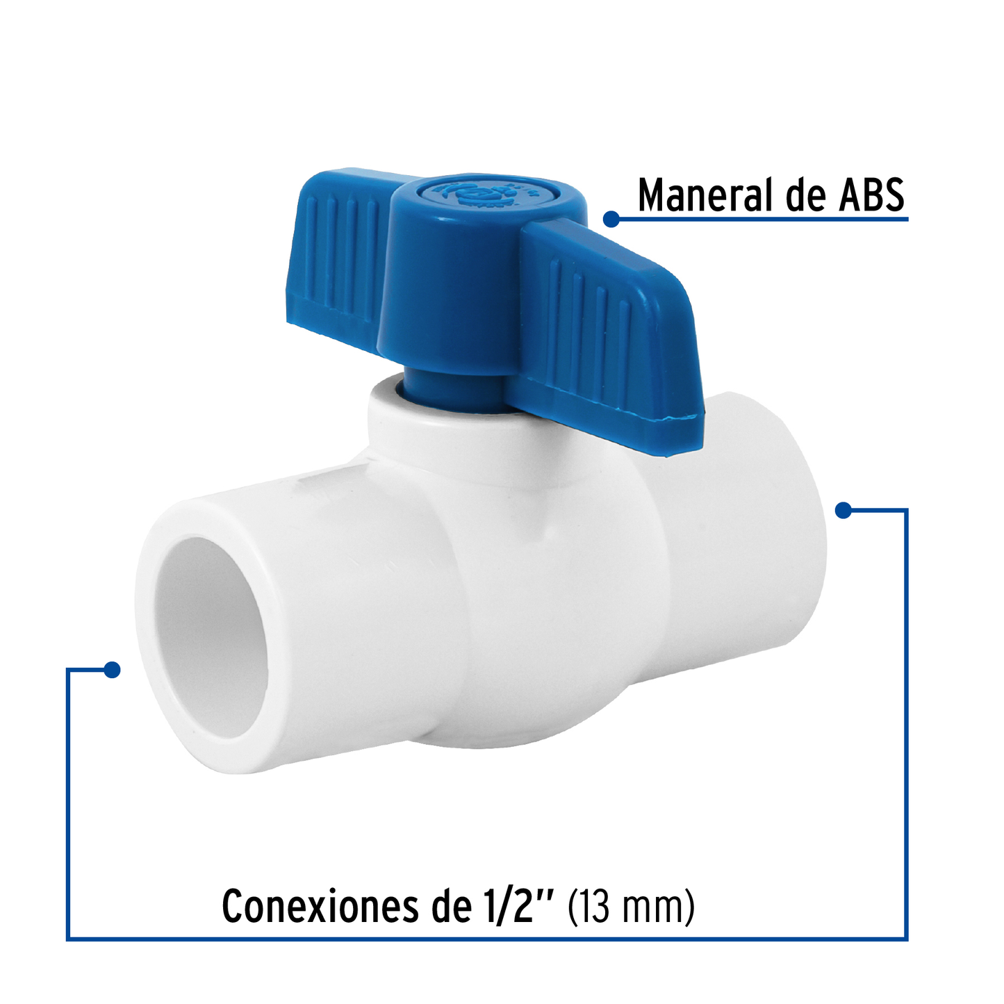 Válvula de esfera de pvc, de 1/2",para cementar