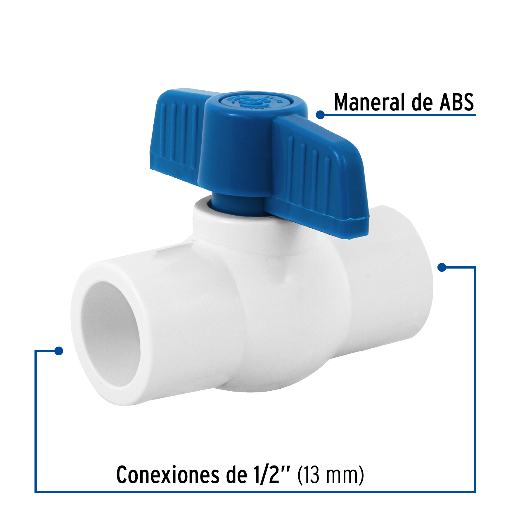 Válvula de esfera de pvc, de 1/2",para cementar
