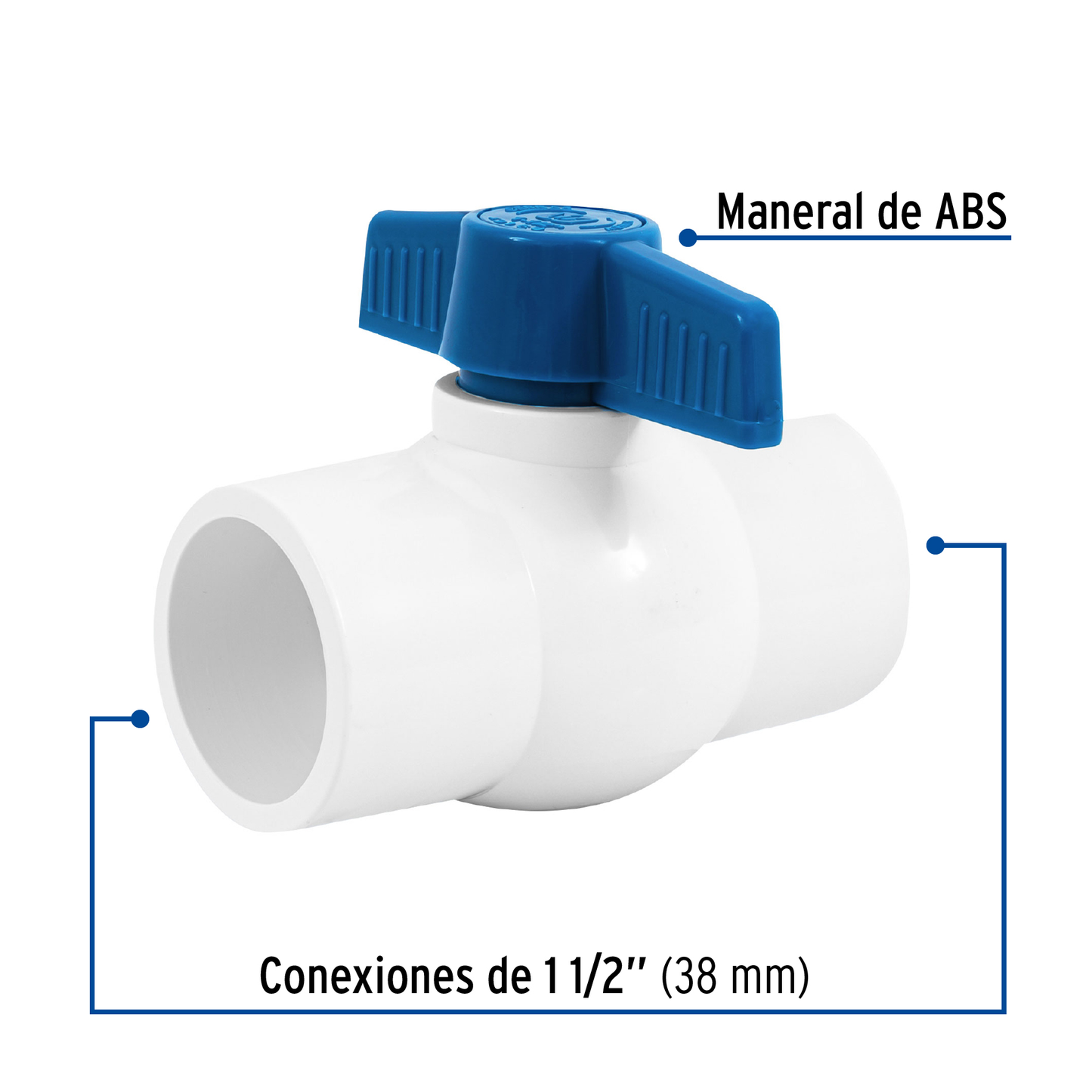 Válvula de esfera de pvc, de 1 1/2", para cementar