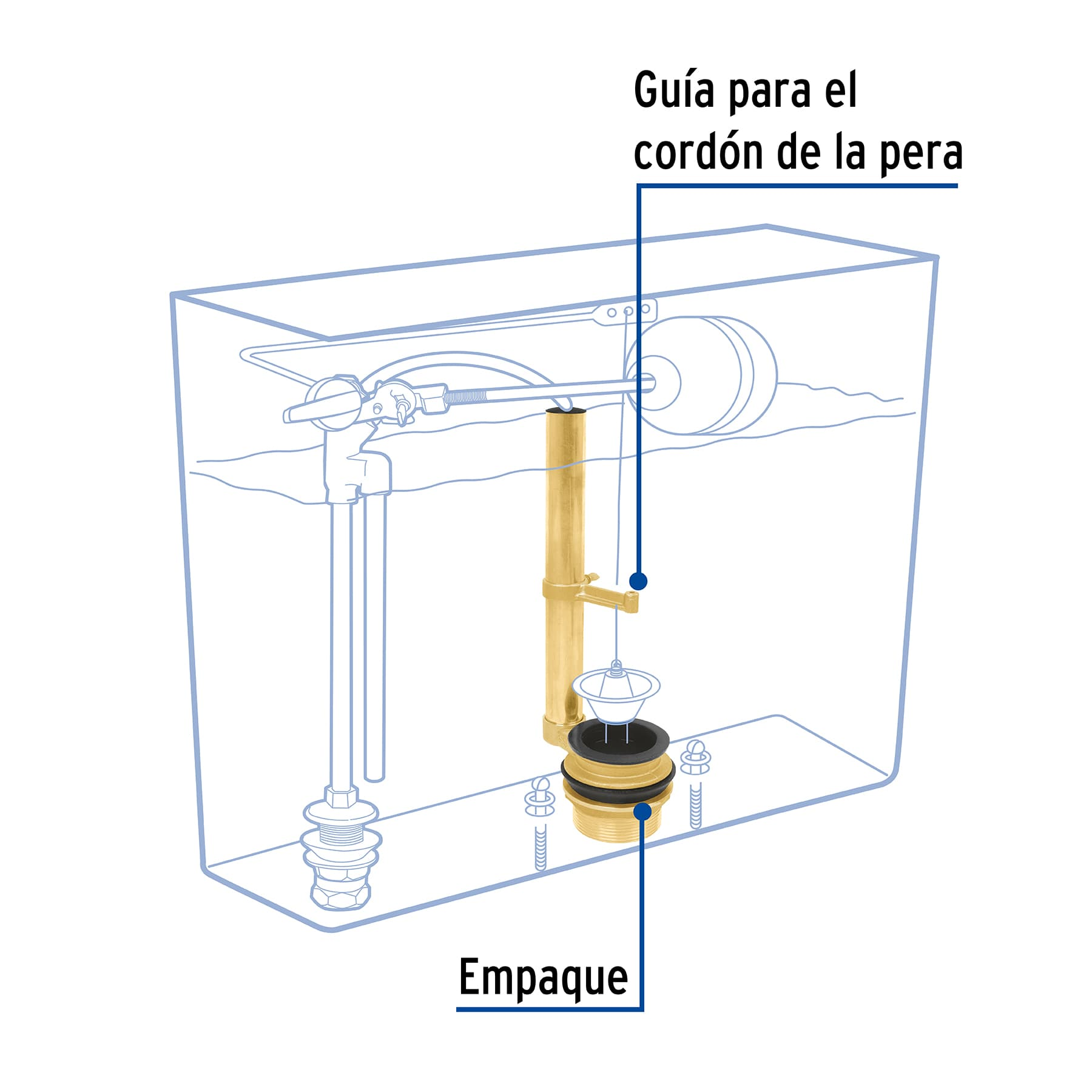 Válvula de descarga de latón para tanque bajo