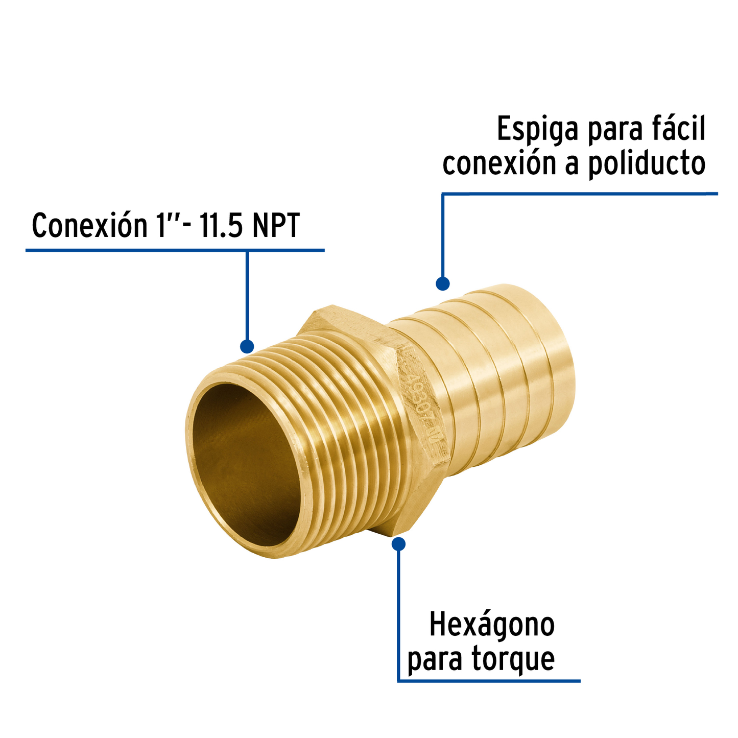 Adaptador para poliducto, 1", macho