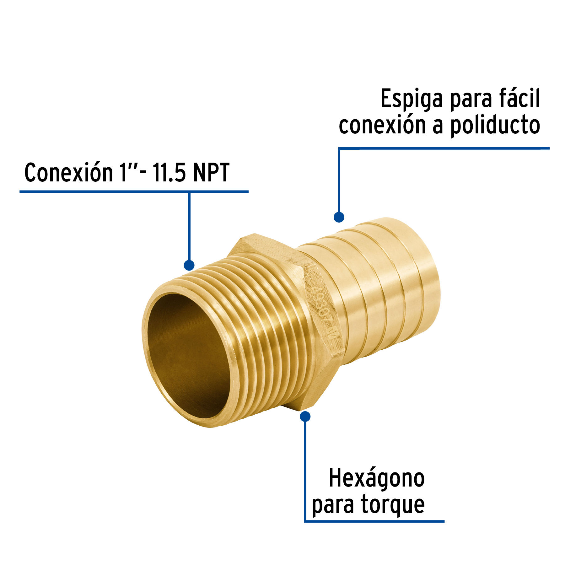 Adaptador para poliducto, 1", macho
