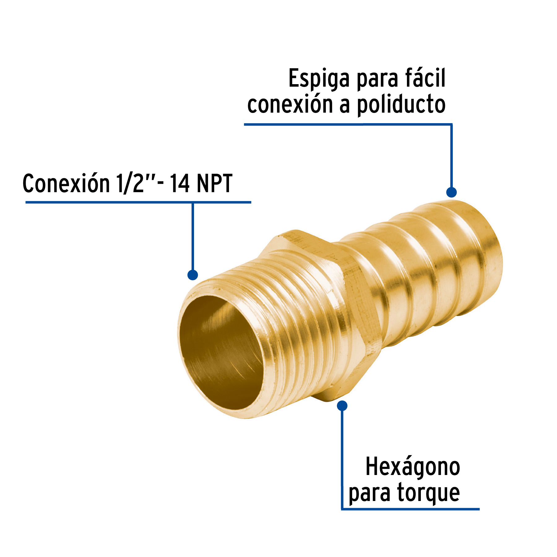 Adaptador para poliducto, 1/2", macho