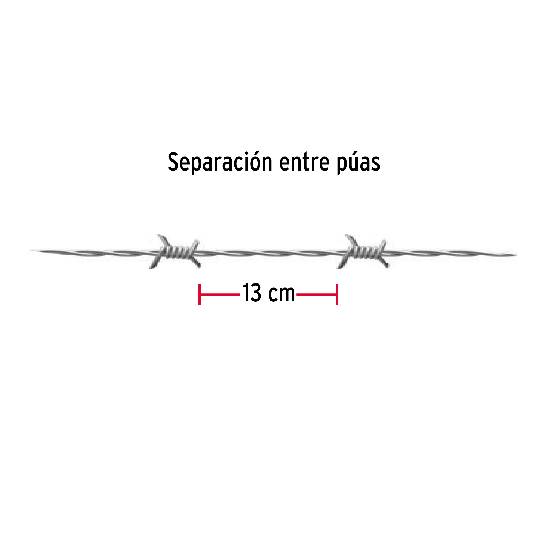 Alambre de púas, calibre 15, rollo de 100m.