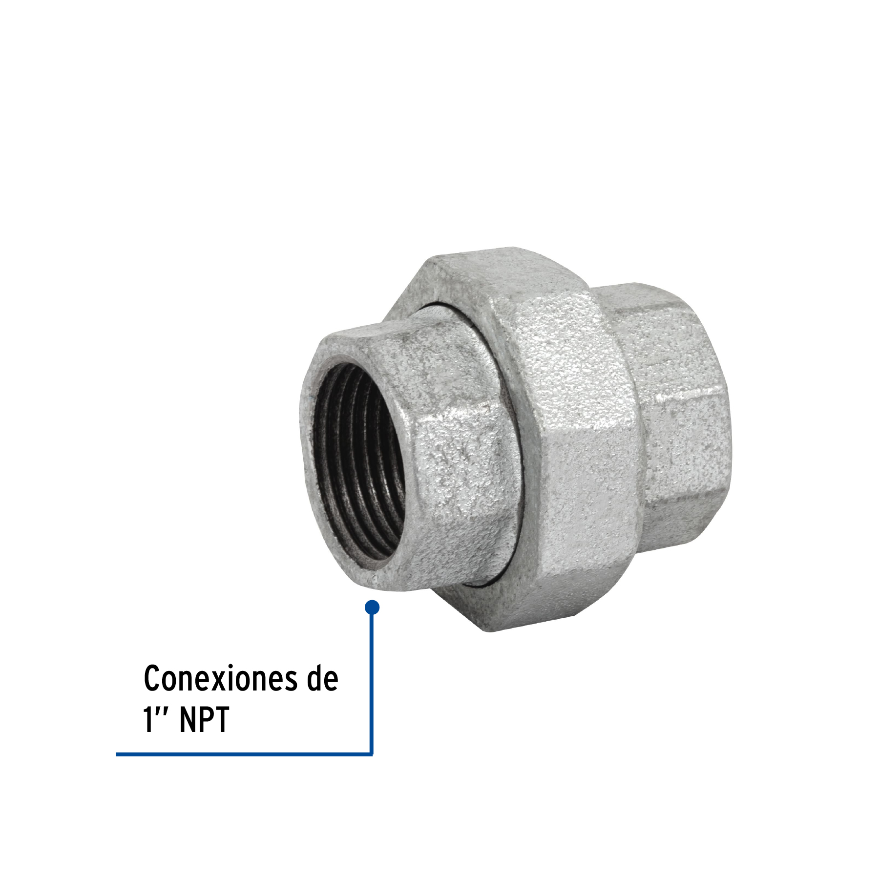 Tuerca unión, acero galvanizado, 1"