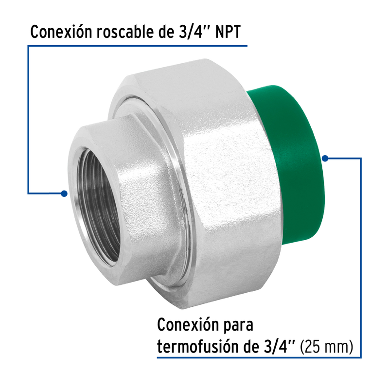 Tuerca unión mixta de PPR, 25mmx3/4"