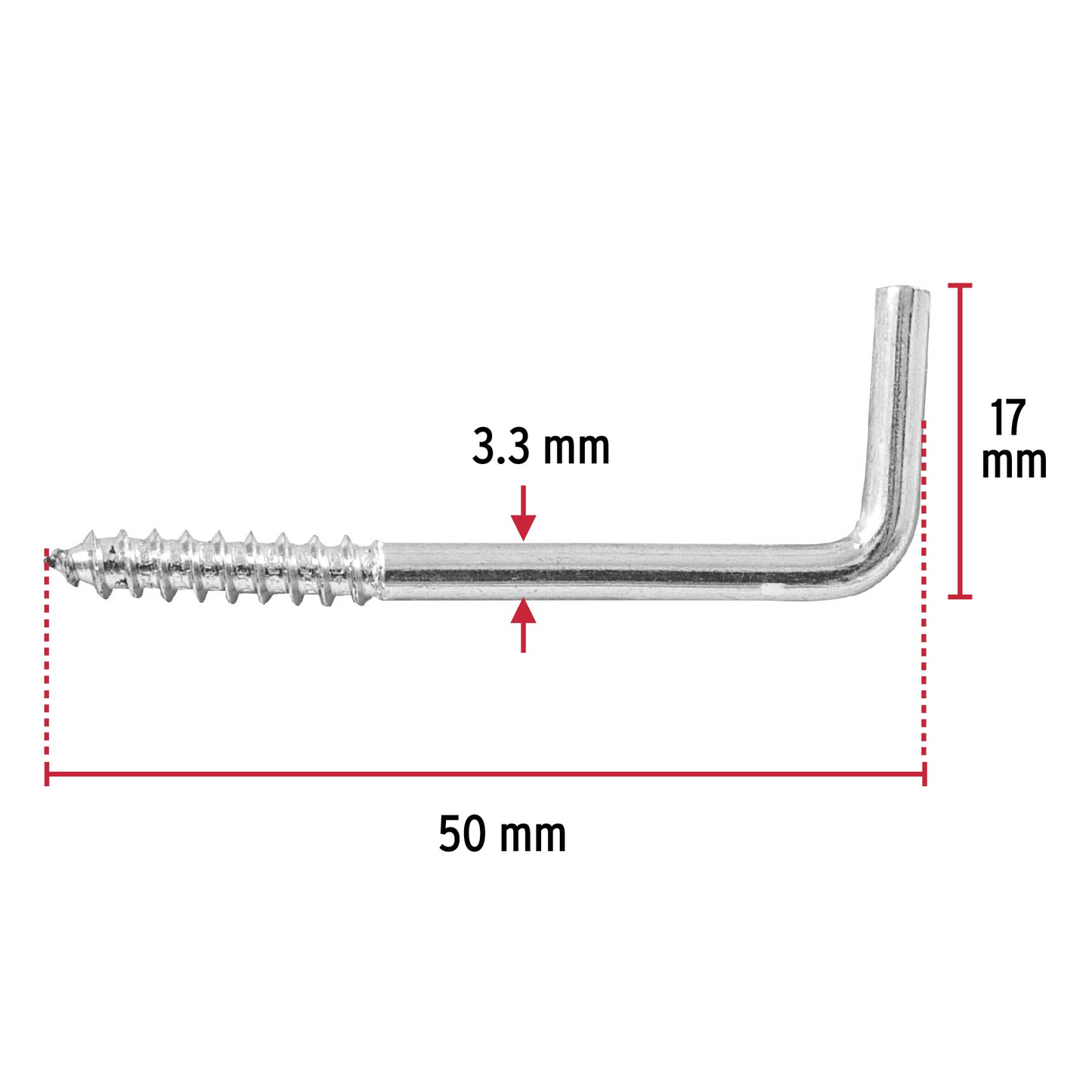 Alcayata roscada, 19 X 60 mm, caja 144 piezas