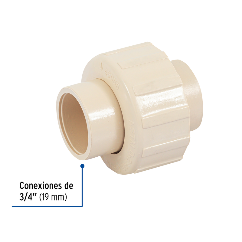 Tuerca unión lisa de CPVC, 3/4"