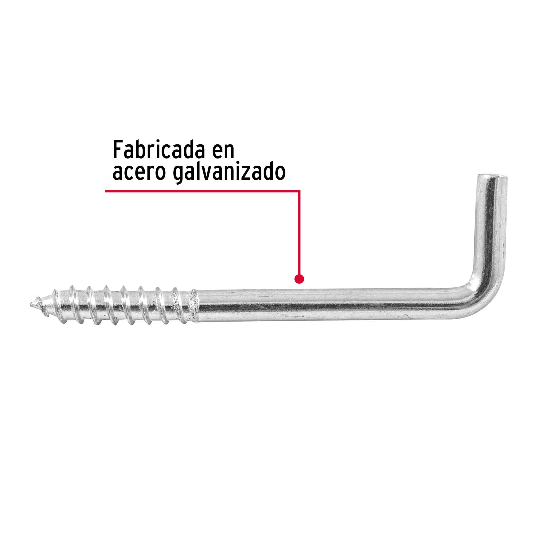 Alcayata roscada, 22 X 90 mm, caja 144 piezas