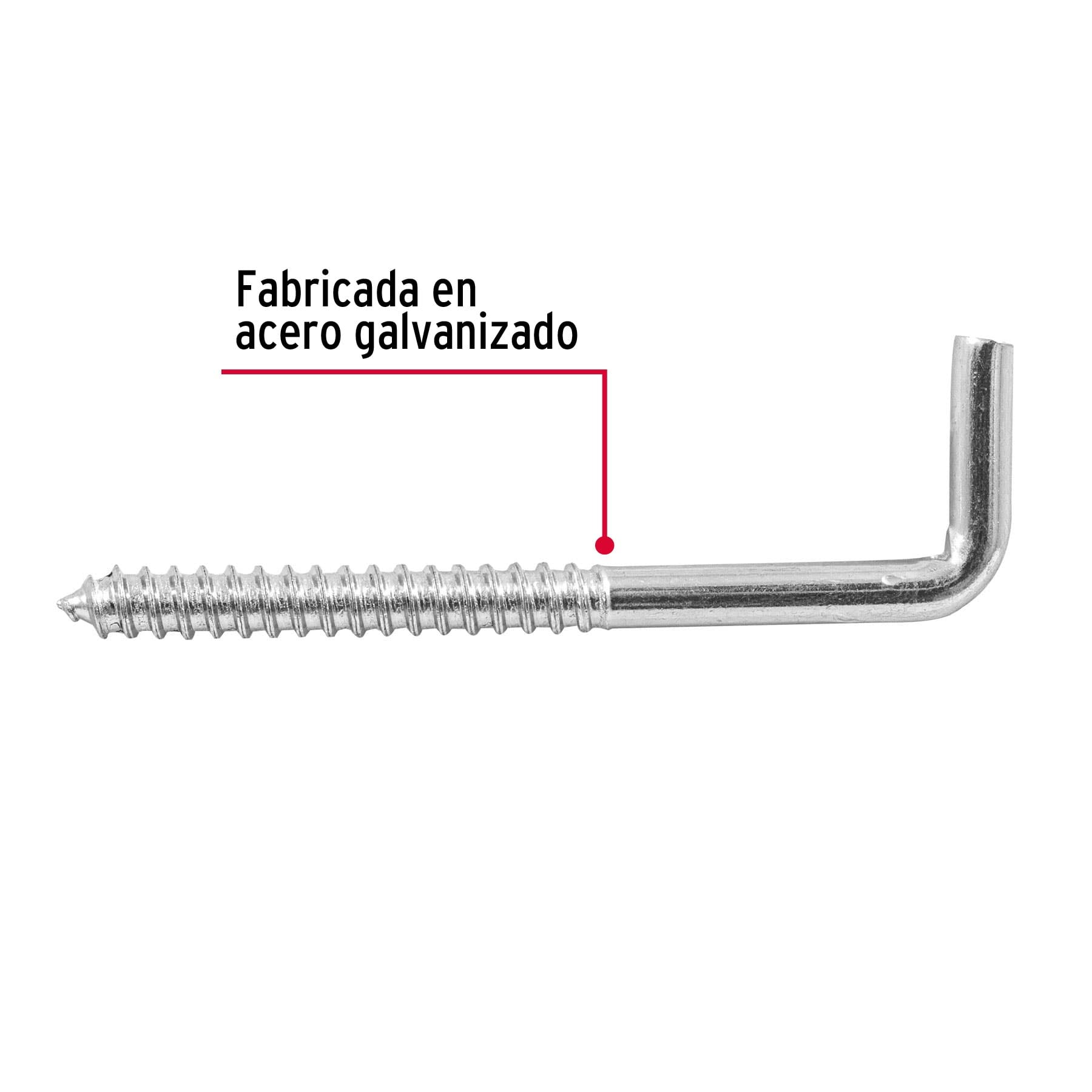 Alcayata roscada, 23 X 110 mm, caja 72 piezas