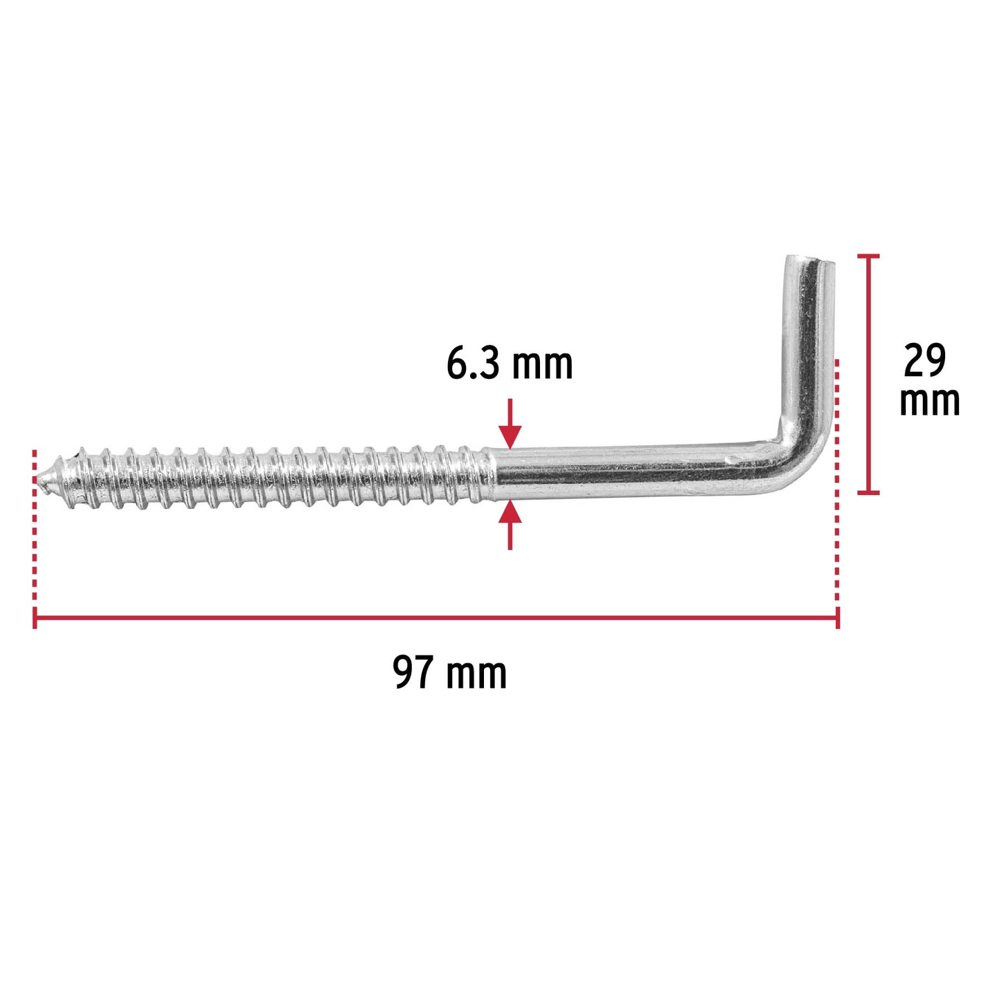 Alcayata roscada, 23 X 110 mm, caja 72 piezas