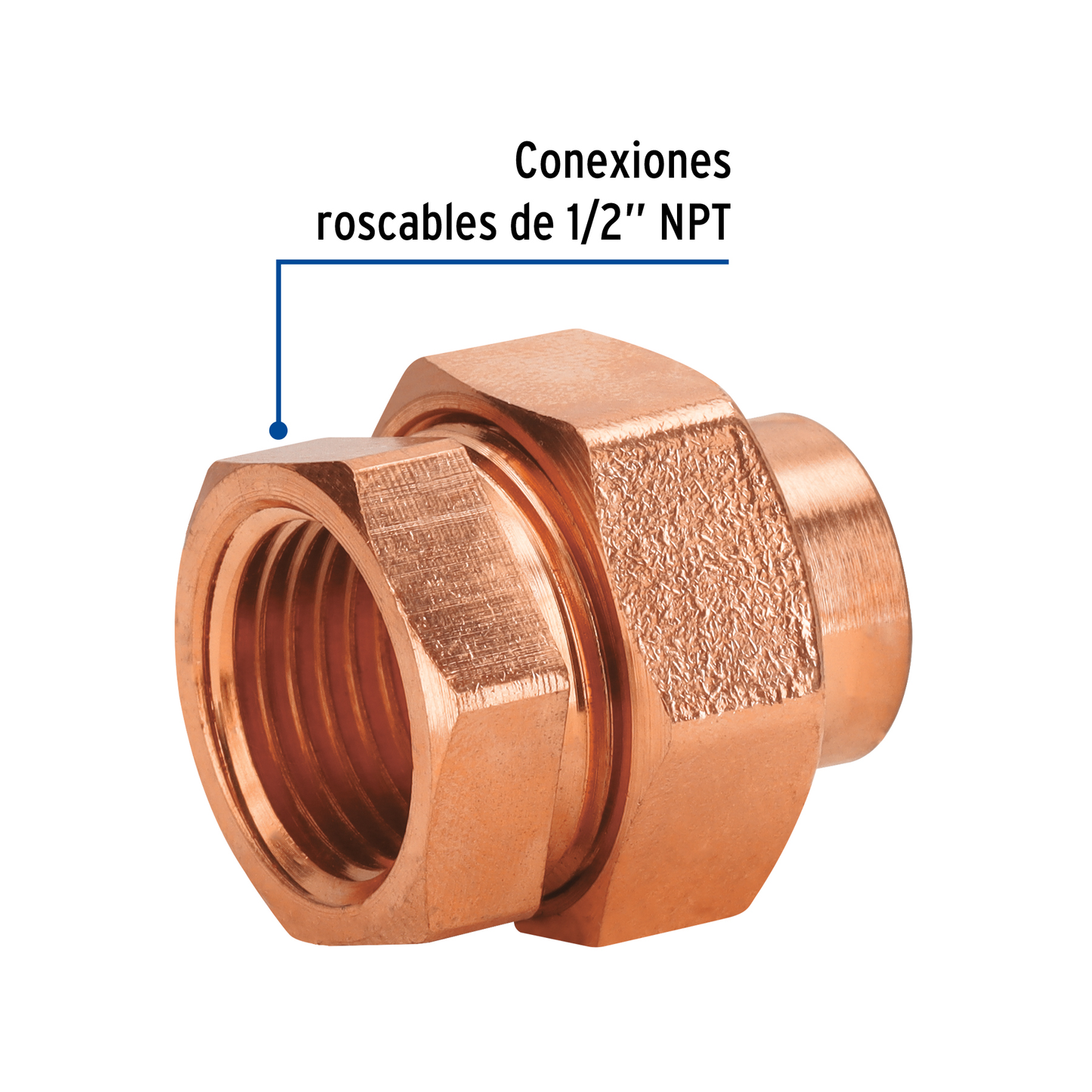Tuerca unión cobre a rosca interior 1/2"