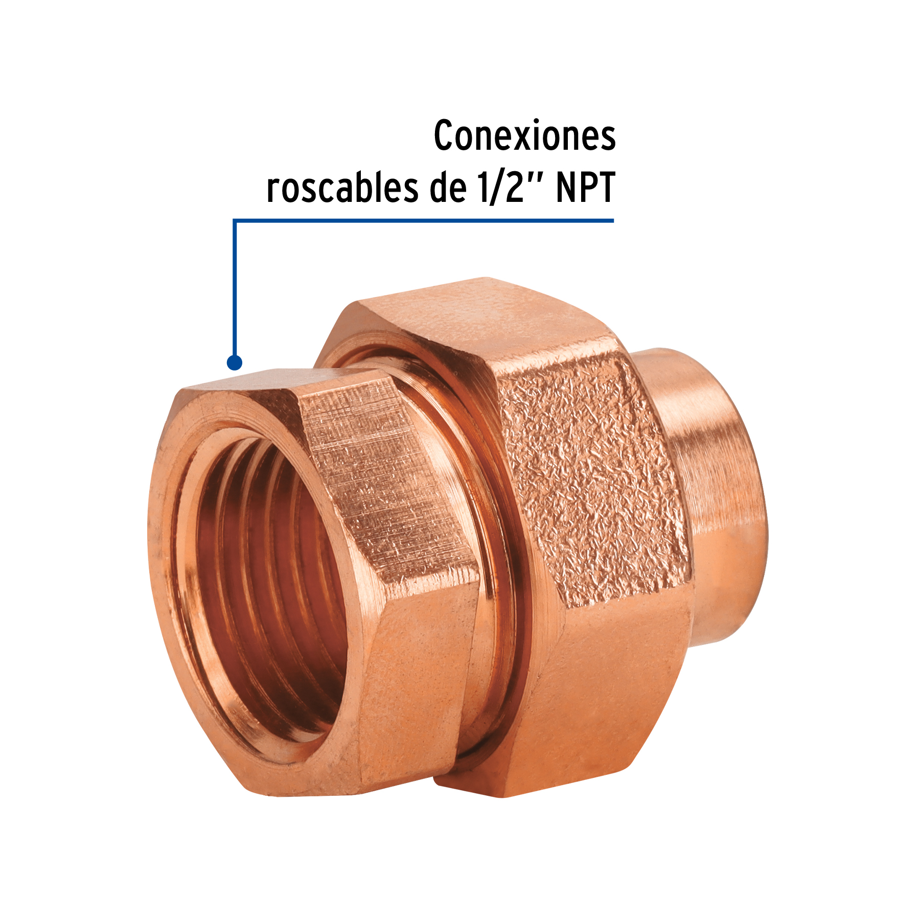 Tuerca unión cobre a rosca interior 1/2"