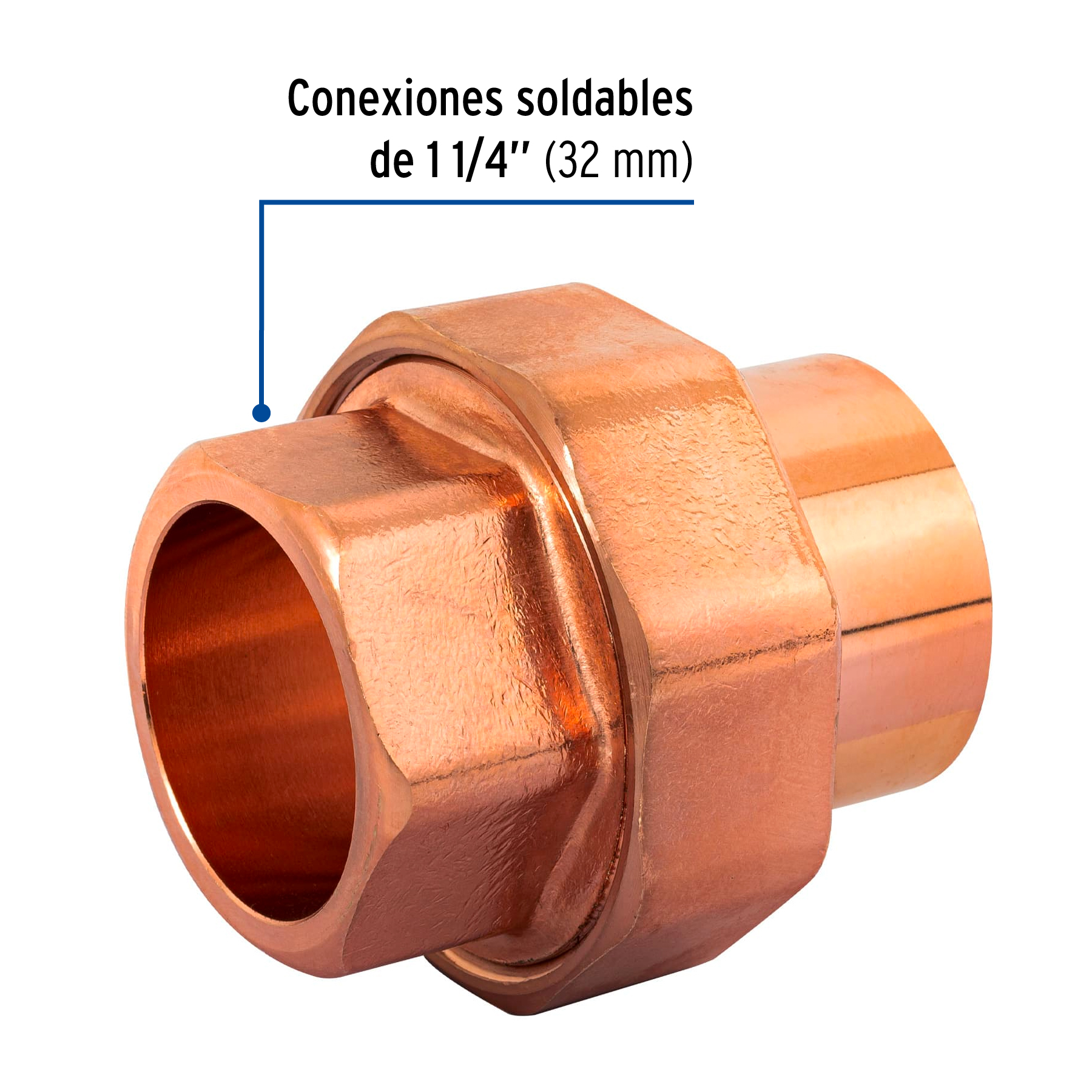 Tuerca unión cobre a rosca externa 1-1/4