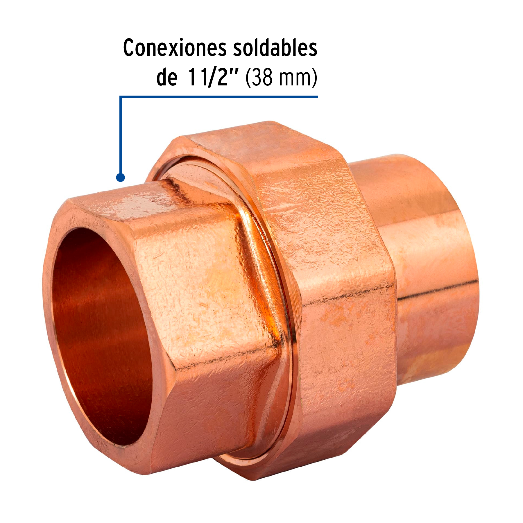 Tuerca unión cobre a rosca externa 1-1/2
