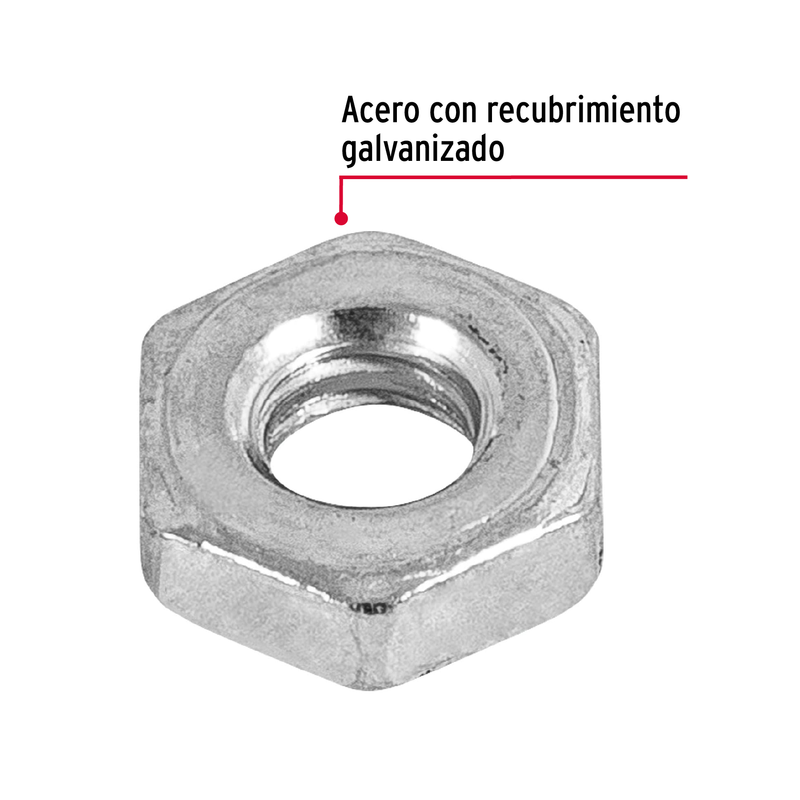 Tuerca de acero hexagonal de 3/16" tipo sakamura, 600 pzas