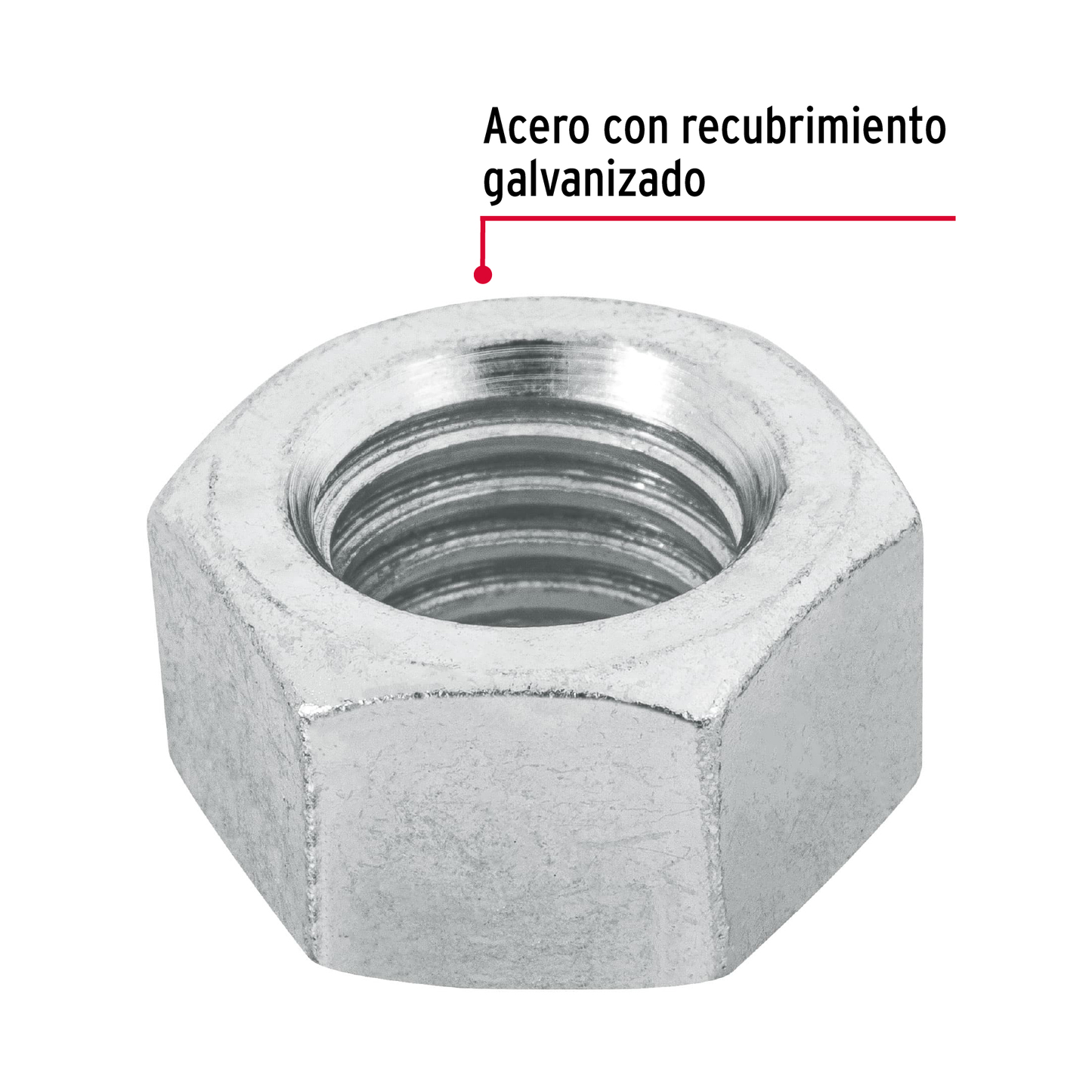 Tuerca de acero galvanizado hexagonal de 5/8", 25 pzas