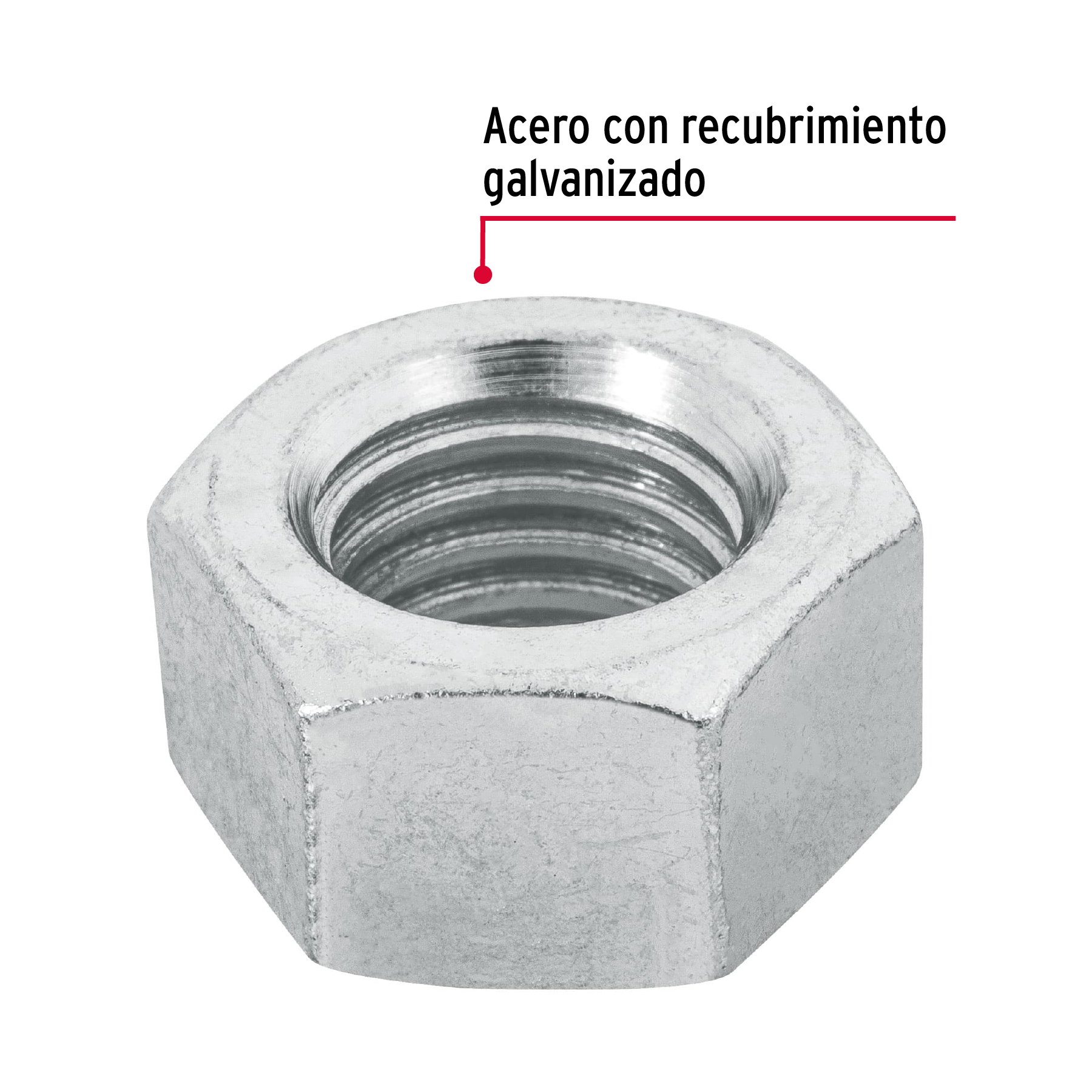 Tuerca de acero galvanizado hexagonal de 5/8", 25 pzas