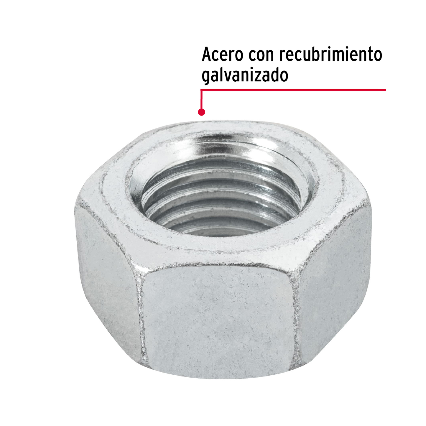 Tuerca de acero galvanizado hexagonal de 3/4", 15 pzas