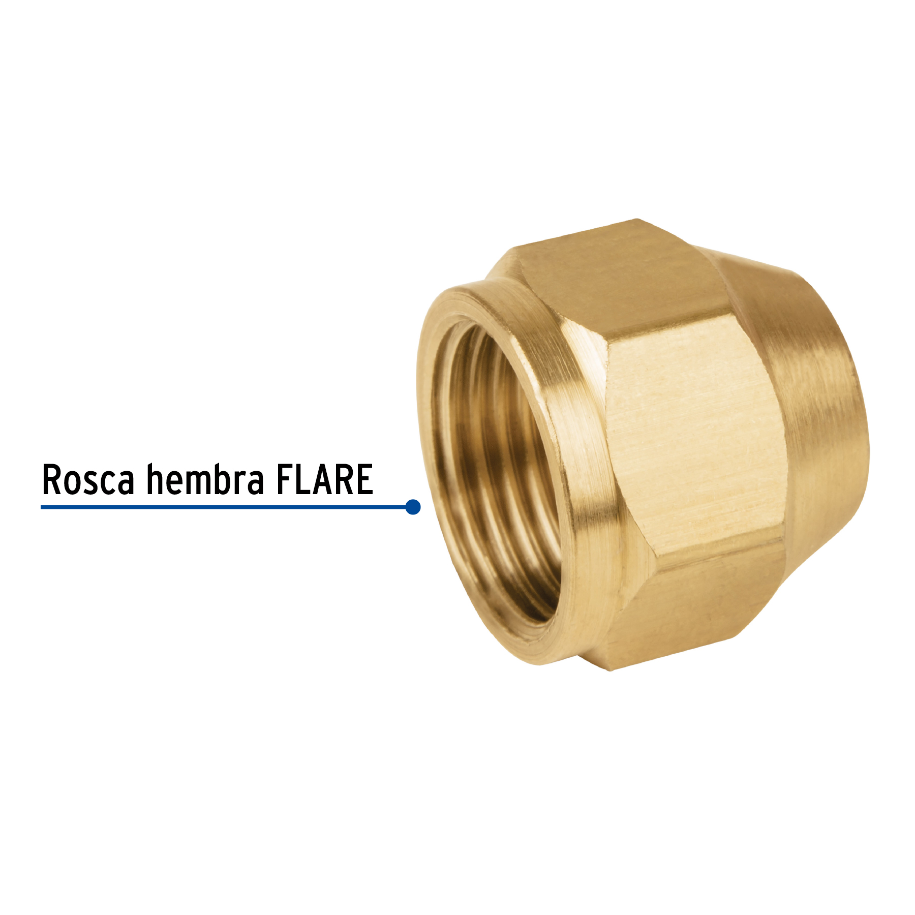 Tuerca cónica reducida de latón, 1/2x3/8"