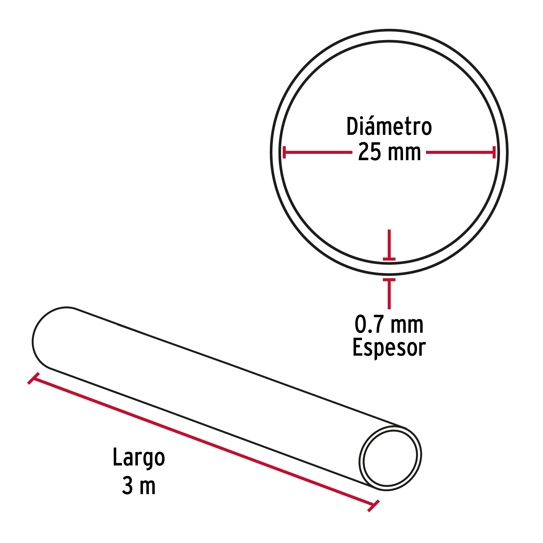 Tubo redondo cromado para closet