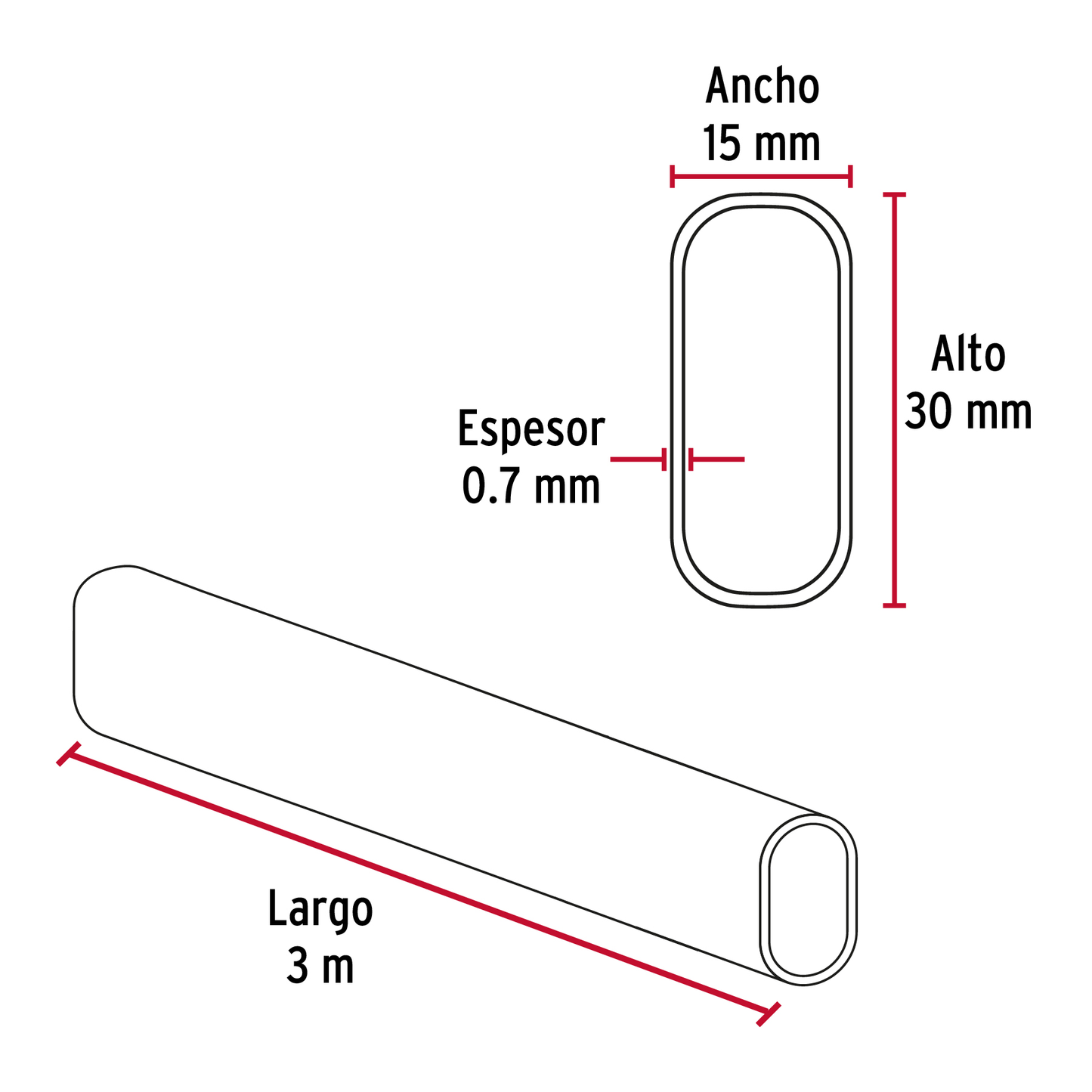Tubo ovalado cromado para closet