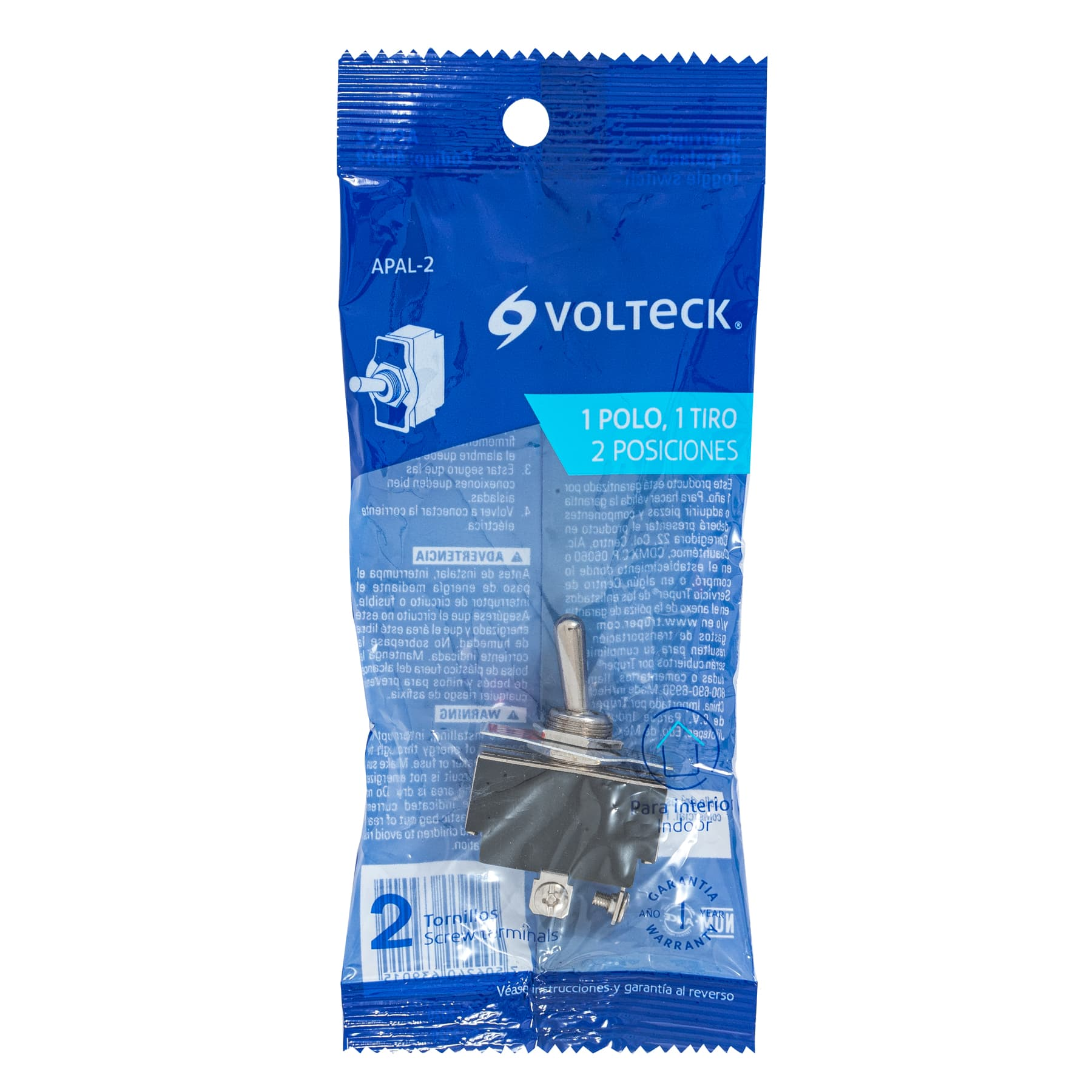 Apagador de palanca, 2 tornillos